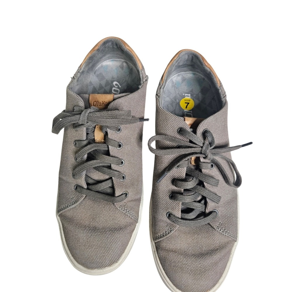 OluKai‎ Mens Gray Canvas Sneakers Casual Lace Up Loafers Size 7